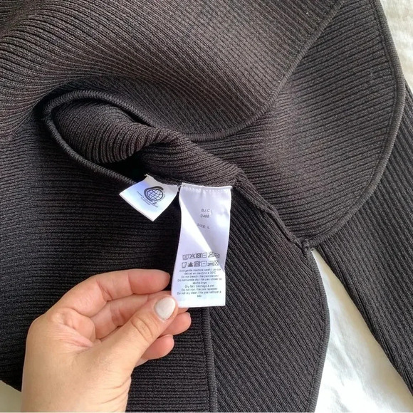 Ganni Crystal Rhinestone Shoulder Ribbed Sweater Pullover Top Brown - Picture 6 of 6